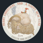 Adesivo Redondo John Bauer Christmas Yule cabra Julbocken CC1028<br><div class="desc">Adesivo de Natal redondo inspirado numa pintura a aquarela feita pelo ilustrador de conto de fadas sueco John Bauer (1882-1918). A imagem (Julbocken, ou The Yule cabra, 1912) mostra um grande ouro de cabra que é carregando um saco igualmente impressionante, provavelmente cheio de presentes, e sobre isso um garotinho ou...</div>
