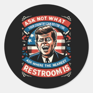 Adesivo Redondo John F. Kennedy Funny Patriótico Toilet Meme 4º De