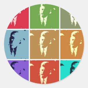 Adesivo Redondo John F Kennedy/JFK Pop Art