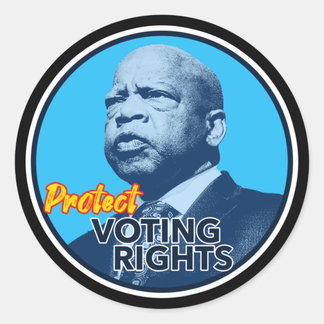 Adesivo Redondo John Lewis Protect (Sinal de direitos de voto) (Frente)