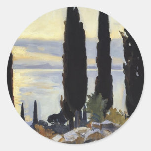 Adesivo Redondo John Singer Sargent- Cypress Trees em San Vigilio