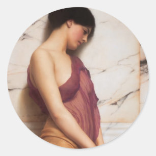 Adesivo Redondo John William Godward- a menina do pandeiro