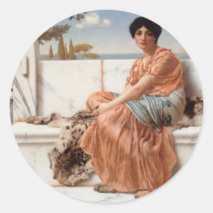 Adesivo Redondo John William Godward- nos dias de Sappho