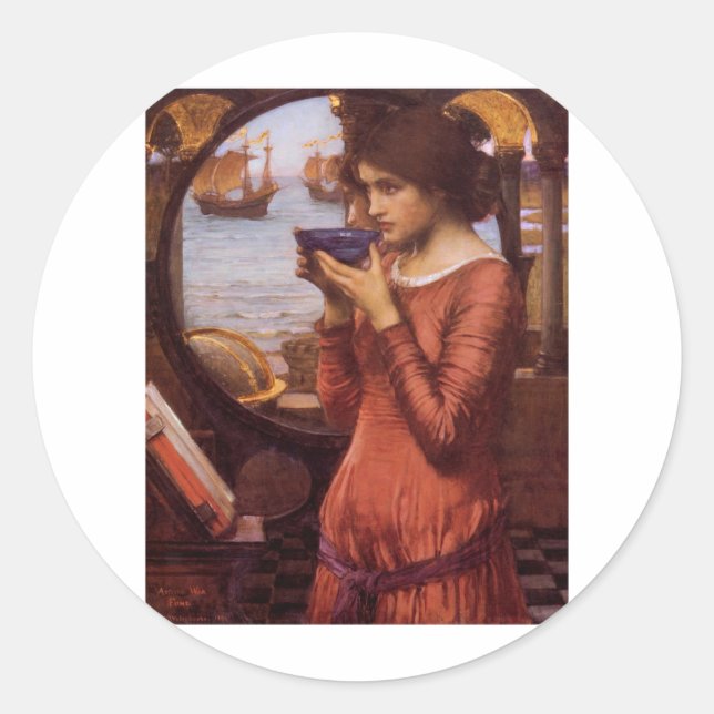 Adesivo Redondo John William Waterhouse - Destino (Frente)