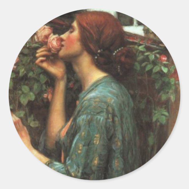 Adesivo Redondo John William Waterhouse, My Sweet Rosa (1903) (Frente)
