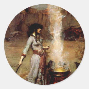 Adesivo Redondo John William Waterhouse O Círculo Mágico