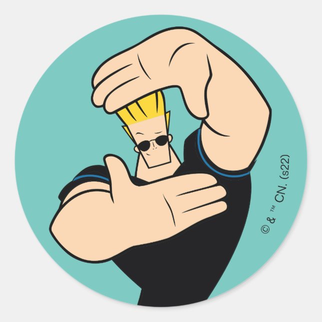 Adesivo Redondo Johnny Bravo Picture Frame Pose (Frente)