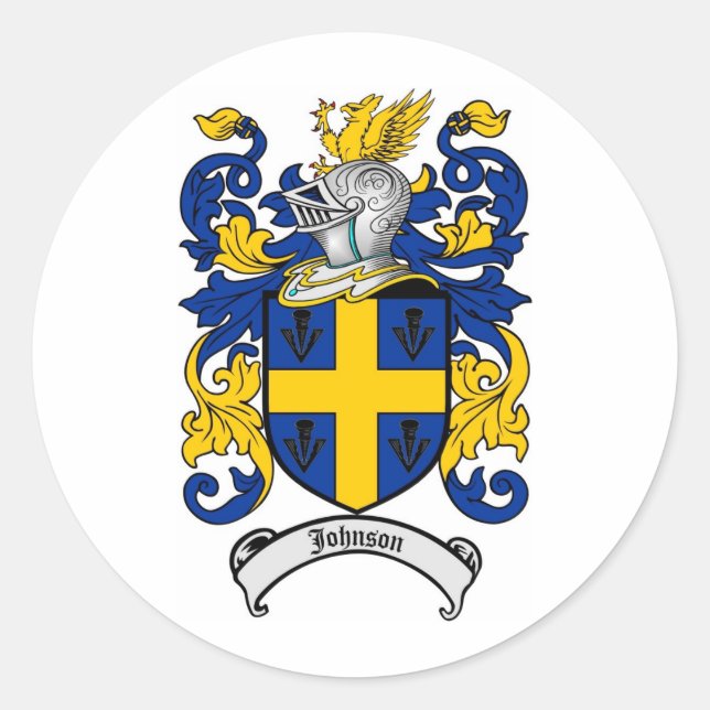 Adesivo Redondo Johnson Family Crest - Casaco de Armas (Frente)
