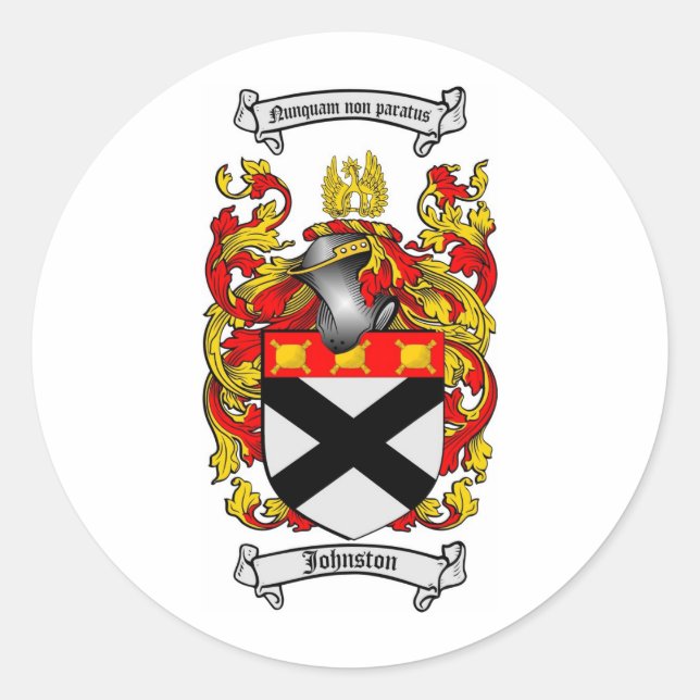 ADESIVO REDONDO JOHNSTON FAMILY CREST - JOHNSTON CASACO DE ARMAS (Frente)