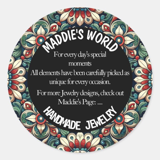 Adesivo Redondo Joia artesanal (Frente)