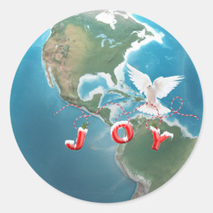 Adesivo Redondo Joia Branca de Natal no Mundo