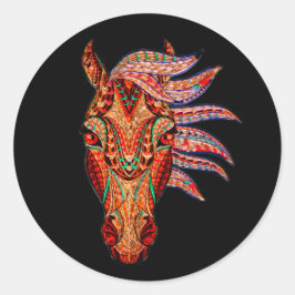 Adesivo Redondo Joia do cavalo mosaico colorido equestre