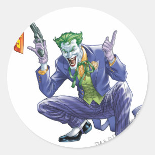 Adesivo Redondo Joker com arma falsa