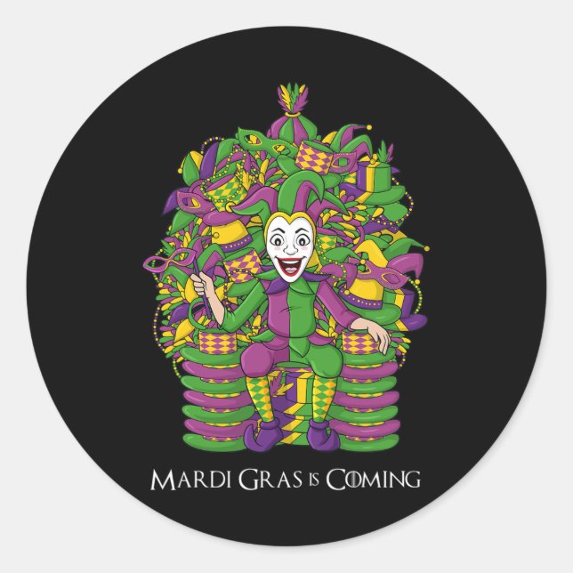 Adesivo Redondo Joker Mardi Gras Jogam Diversão Meninas Meninas (Frente)