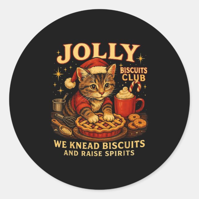 Adesivo Redondo Jolly Biscuits Club We Knead Cat Xmas  (Frente)