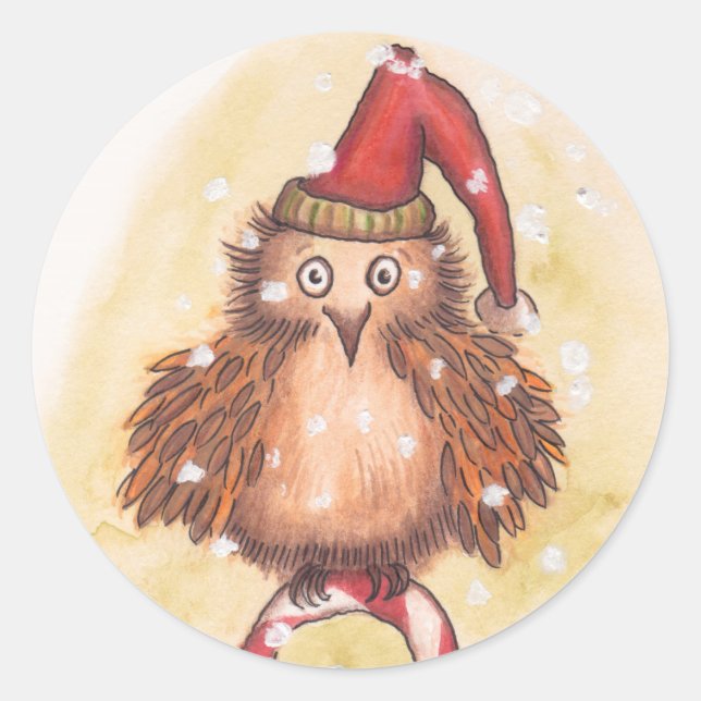 Adesivo Redondo Jolly Christmas Owl (Frente)