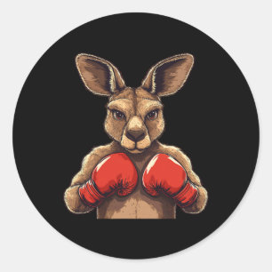 Adesivo Redondo Jolly Kangaroo Com Luvas Para Uma Batalha Divertid