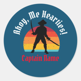 Adesivo Redondo Jolly Roger Ahoy, Me Hearties!