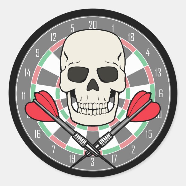 Adesivo Redondo Jolly Roger Dartboard Sticker (Frente)