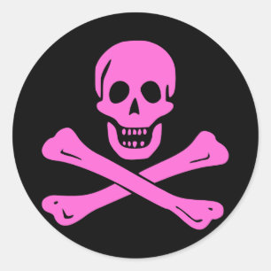 Adesivo Redondo Jolly Roger Pink