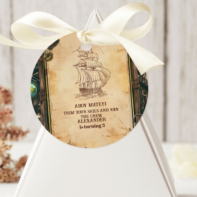 Adesivo Redondo Jolly Roger Pirate Festa de aniversário (Criador carregado)