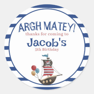 Adesivo Redondo Jolly Roger Pirate Festa de aniversário a favor co