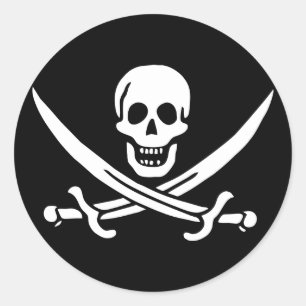 Adesivo Redondo Jolly Roger Pirate Flag Sticker