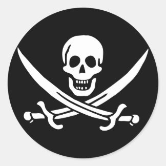 Adesivo Redondo Jolly Roger Pirate Flag Sticker