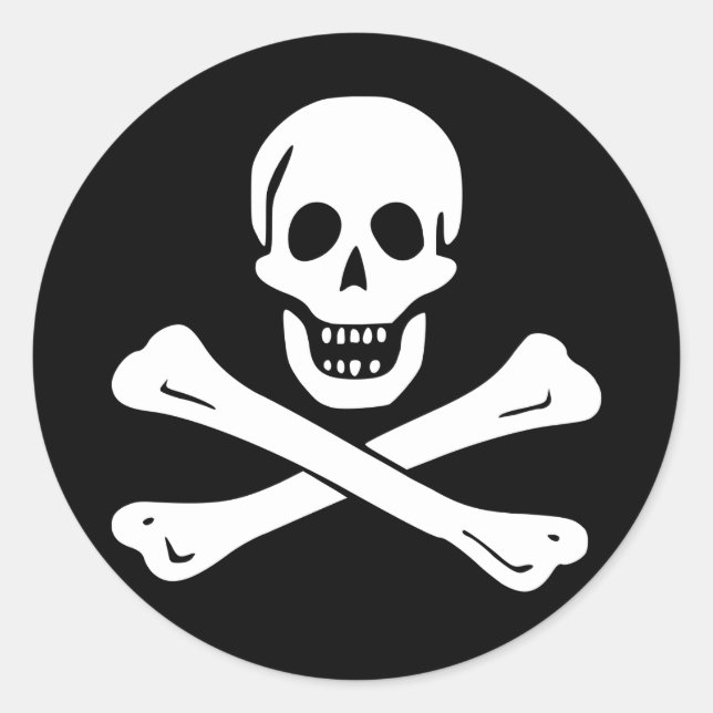 Adesivo Redondo Jolly Roger Pirate Flag Sticker (Frente)