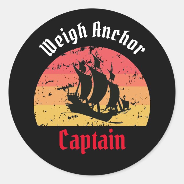 Adesivo Redondo Jolly Roger Ship Sunset ClassRound Sticker (Frente)