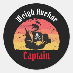 Adesivo Redondo Jolly Roger Ship Sunset ClassRound Sticker