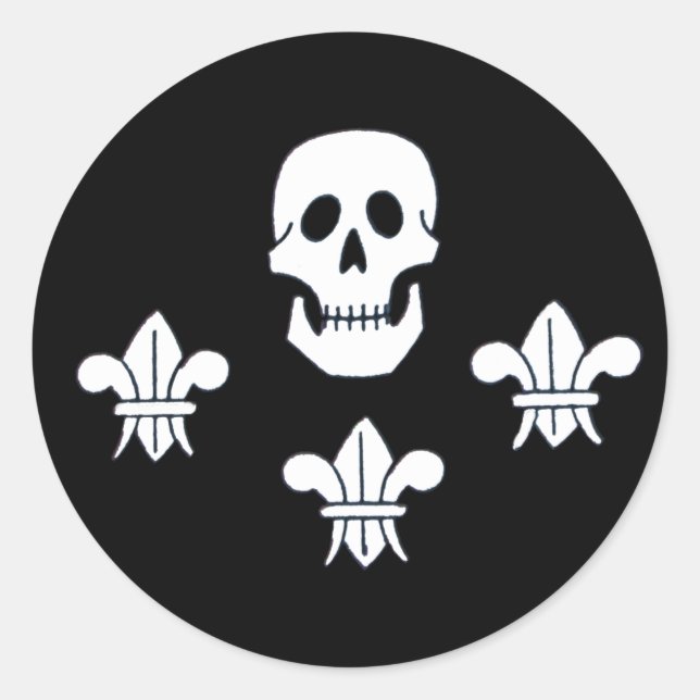 ADESIVO REDONDO JOLLY ROGER SKULL E TRÊS MENTIRAS FLAG (Frente)