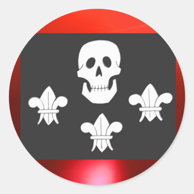 ADESIVO REDONDO JOLLY ROGER SKULL E TRÊS MENTIRAS FLAG (Frente)
