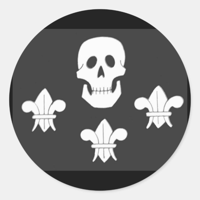 ADESIVO REDONDO JOLLY ROGER SKULL E TRÊS MENTIRAS FLAG (Frente)
