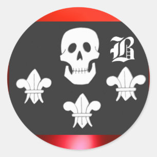 ADESIVO REDONDO JOLLY ROGER SKULL E TRÊS MENTIRAS FLAG MONOGRAM