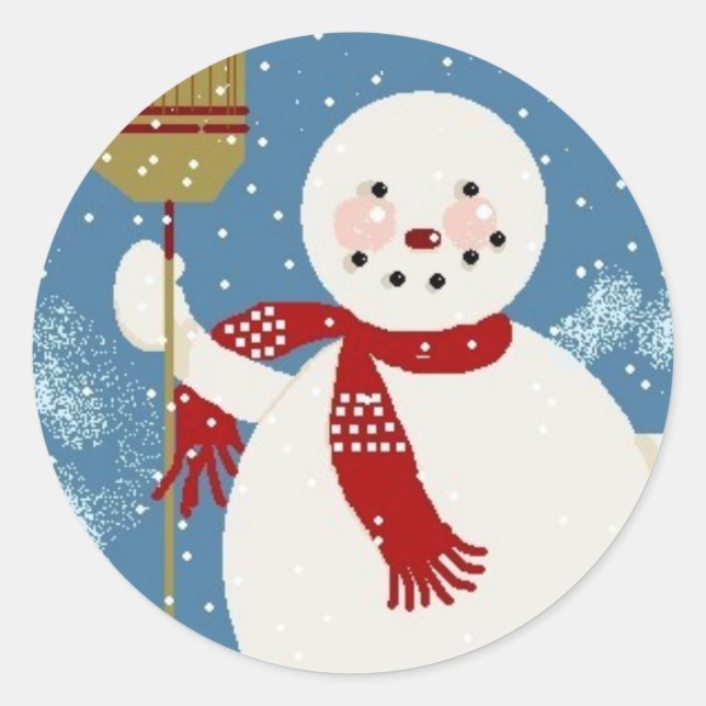 Adesivo Redondo Jolly Snowman Sticker (Frente)
