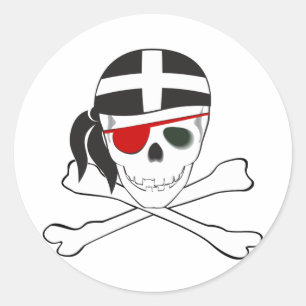 Adesivo Redondo JollyRoger que veste a bandeira Cornish