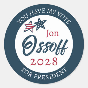 Adesivo Redondo Jon Ossoff para Presidente 2028