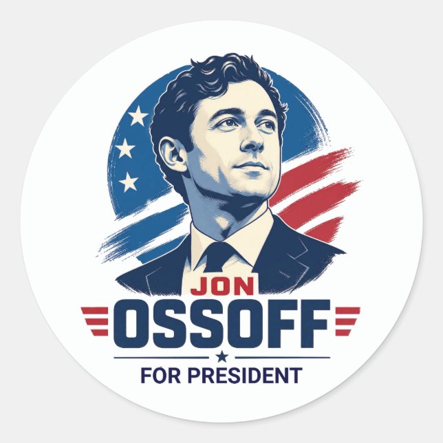 Adesivo Redondo Jon Ossoff Presidente 2028   (Frente)