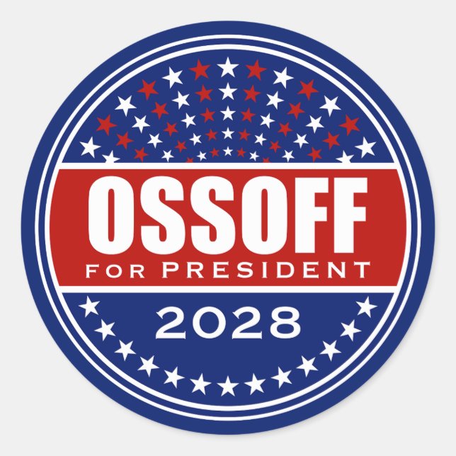 Adesivo Redondo Jon Ossoff Presidente 2028 (Frente)