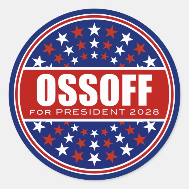 Adesivo Redondo Jon Ossoff Presidente 2028 (Frente)