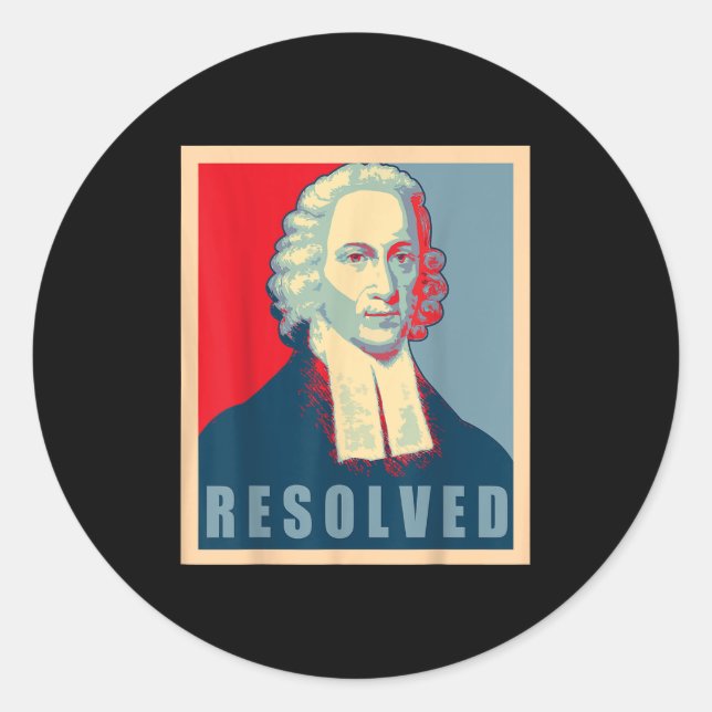 Adesivo Redondo Jonathan Edwards Resolved Calvinist Reformed  (Frente)