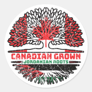 Adesivo Redondo Jordânia Jordânia Canadá Canadá Bandeira de Raízes