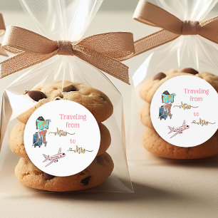 Adesivo Redondo Jornada de Chá de Noiva: Viajando de Senhorita a S