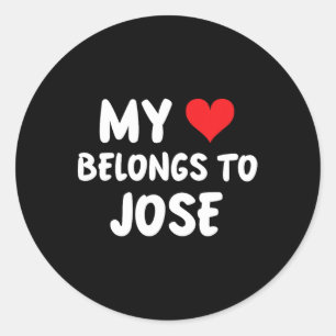 Adesivo Redondo Jose - Meu Coração Pertence a Jose - Amor