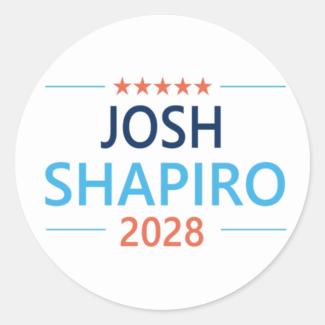 Adesivo Redondo Josh Shapiro 2028 (Frente)
