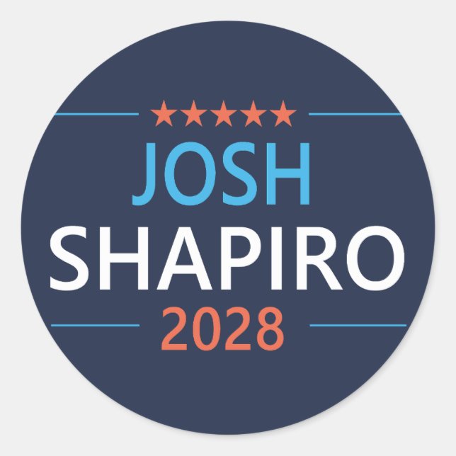 Adesivo Redondo Josh Shapiro 2028 (Frente)