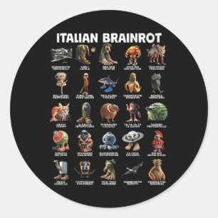 Adesivo Redondo Jovem de Cérebro Italiano Brainrot Memórias Engraç