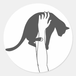 Adesivo Redondo Jovem mulher levantando o gato - Escolha a cor de