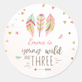 Adesivo Redondo Jovem selvagem e três marcas-favoritas ficam Doura